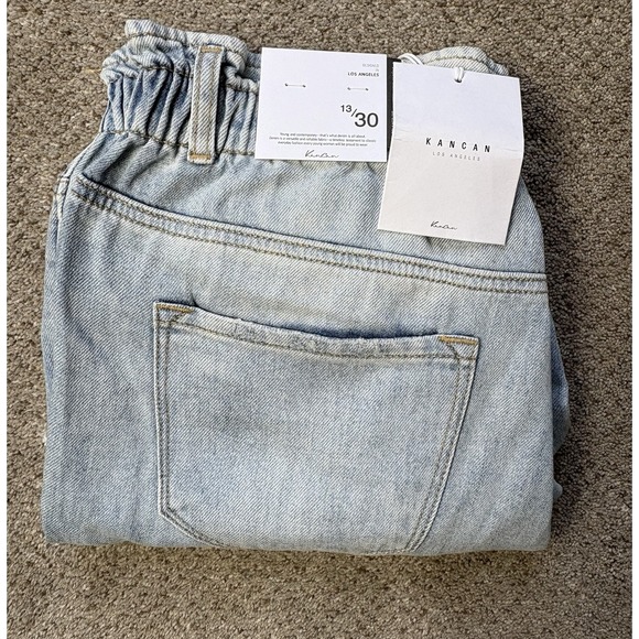 KanCan Denim - New KanCan KC9189L Paperbag Women's High Rise Light Distressed Blue Jeans 13/30